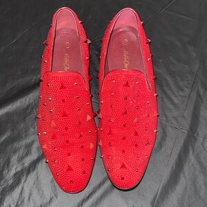 Red Studded Loafers